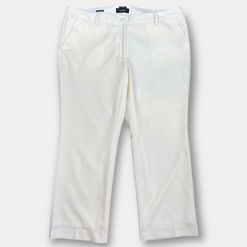 EUC Talbots Windsor Wool White Slacks Pants High Rise Size 14 Women Petite